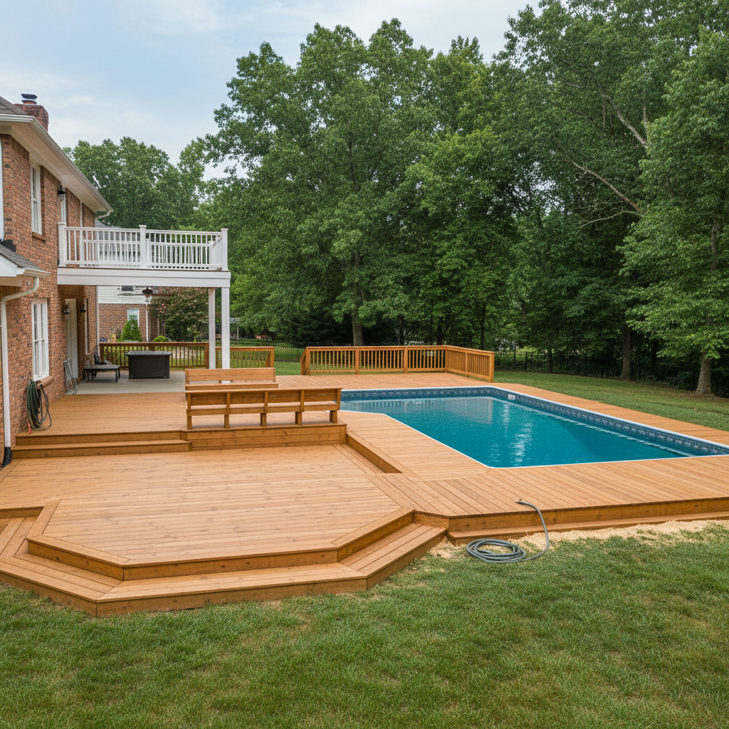 Completed pool decks work at a residential property in Halls, TN