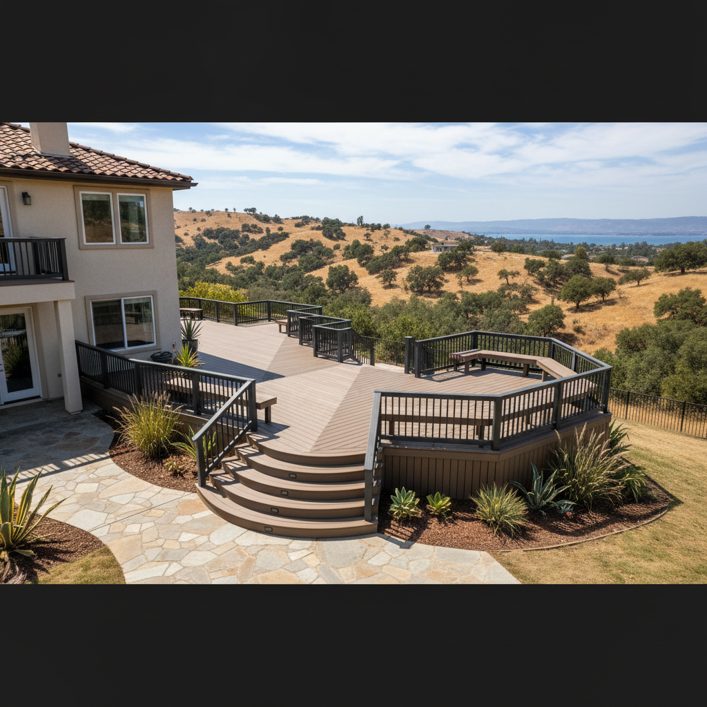 Completed composite decks work at a residential property in Lake Elsinore, CA