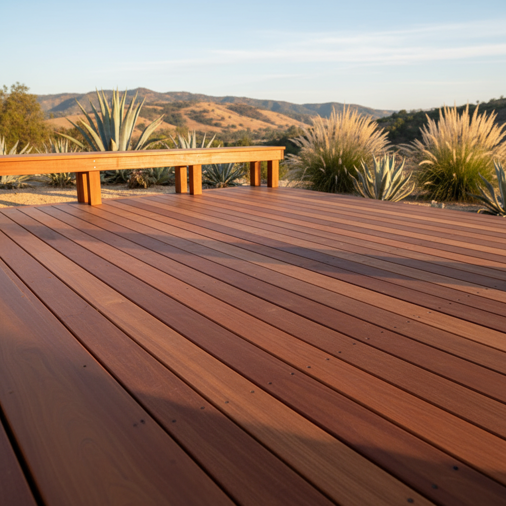 Completed deck construction work at a residential property in Vista, CA