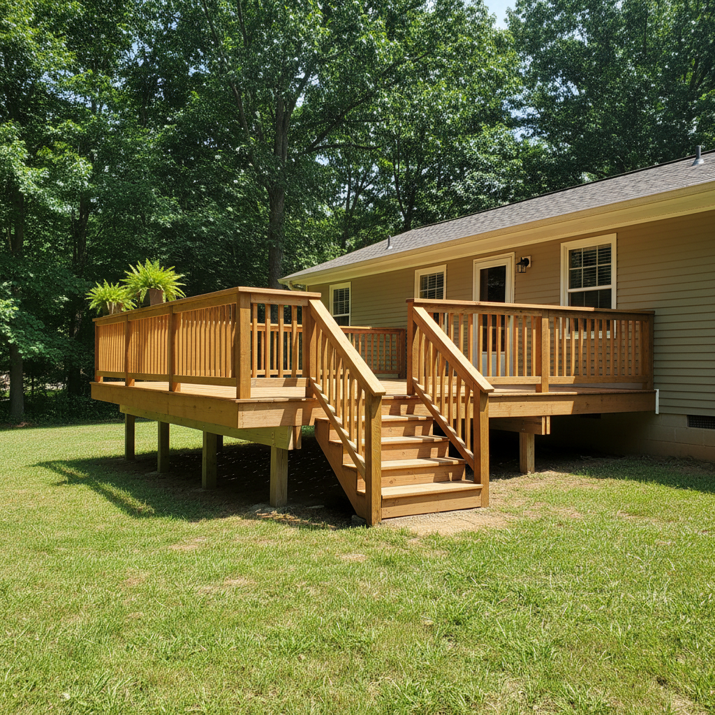 Completed deck construction work at a residential property in Seymour, TN