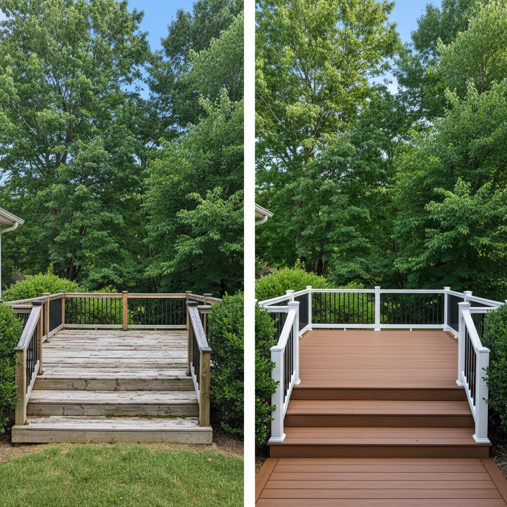 Completed trex decks work at a residential property in Halls, TN