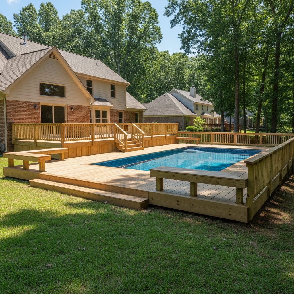 Completed pool decks work at a residential property in Seymour, TN
