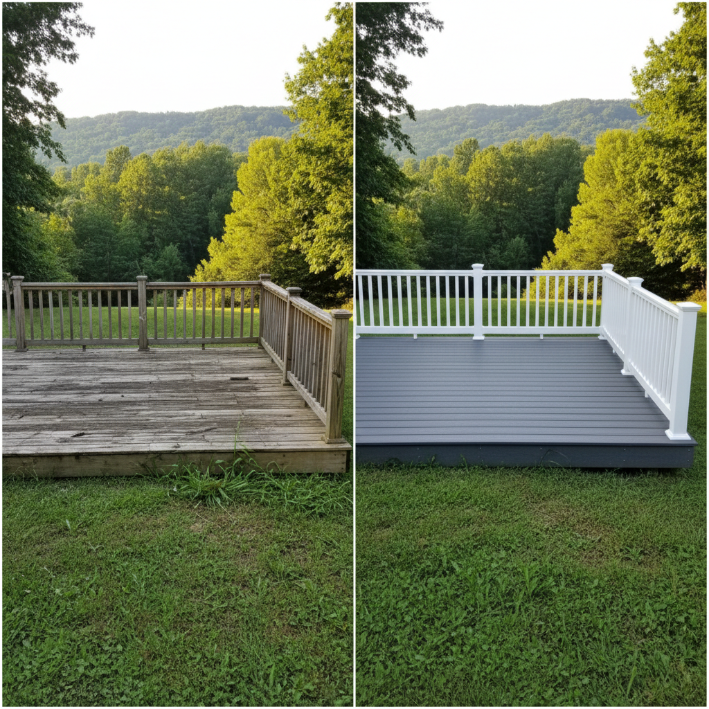 Completed composite decks work at a residential property in Seymour, TN