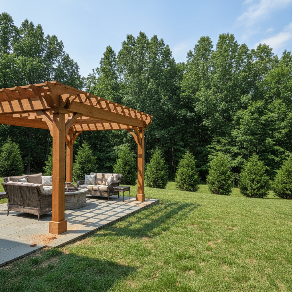 Completed pergola construction work at a residential property in Seymour, TN