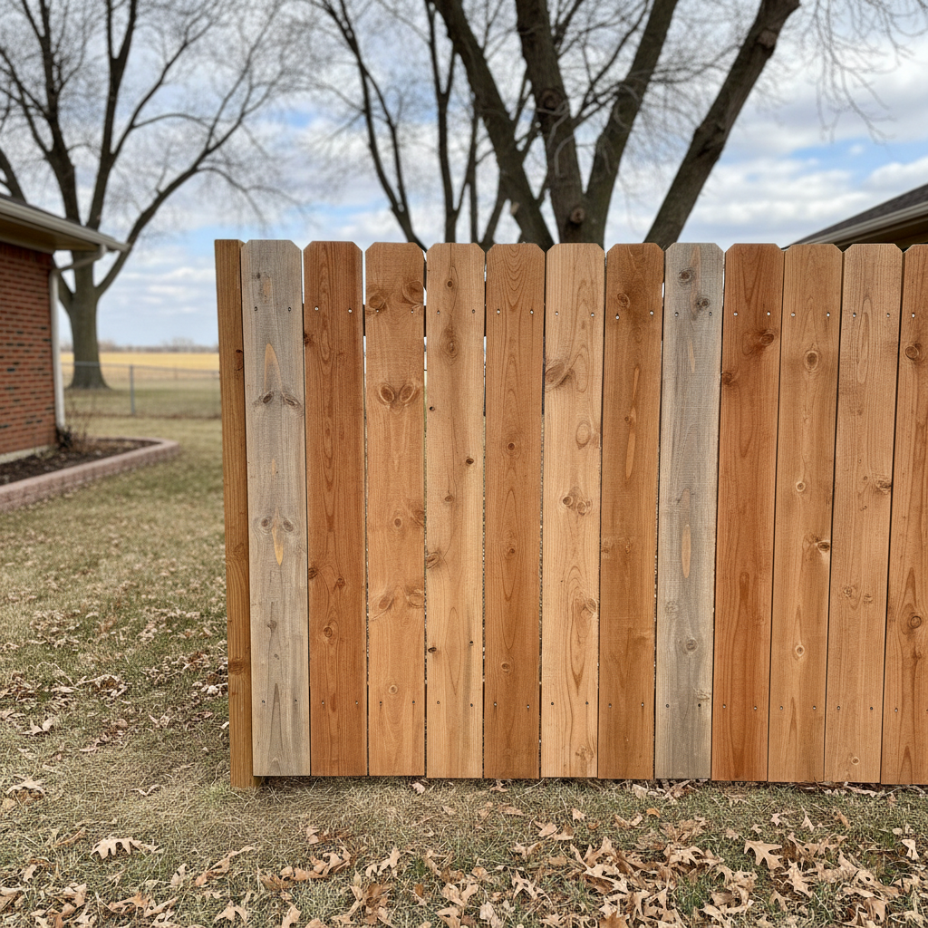 Completed fence repair work at a residential property in Gretna, NE