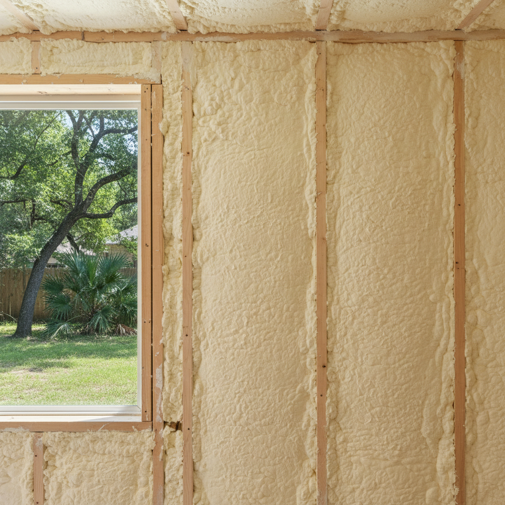 Completed basement insulation work at a residential property in San Marcos, TX