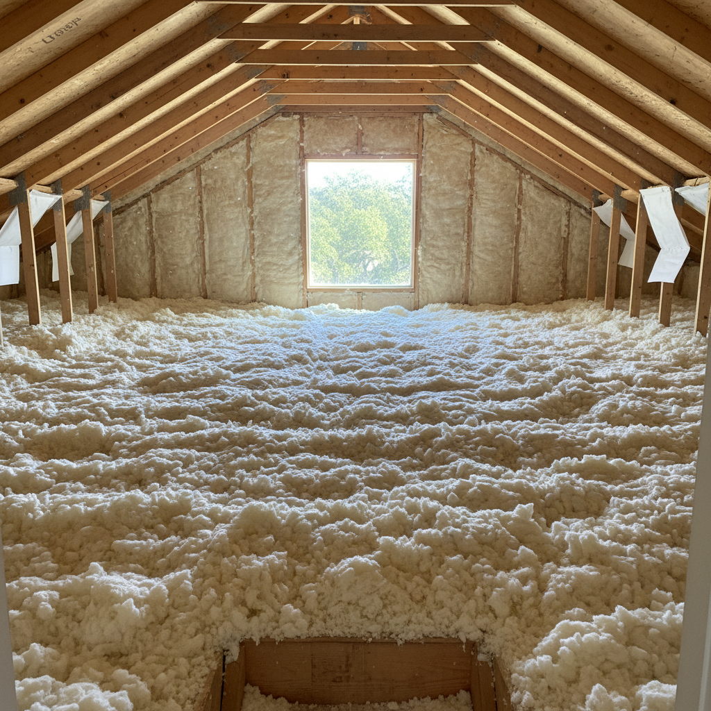 Completed blown-in insulation work at a residential property in Converse, TX