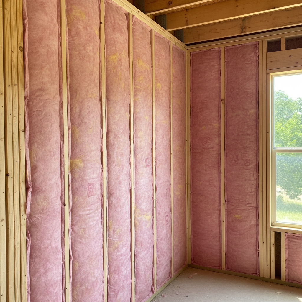 Completed batt insulation installation work at a residential property in Terrell, TX