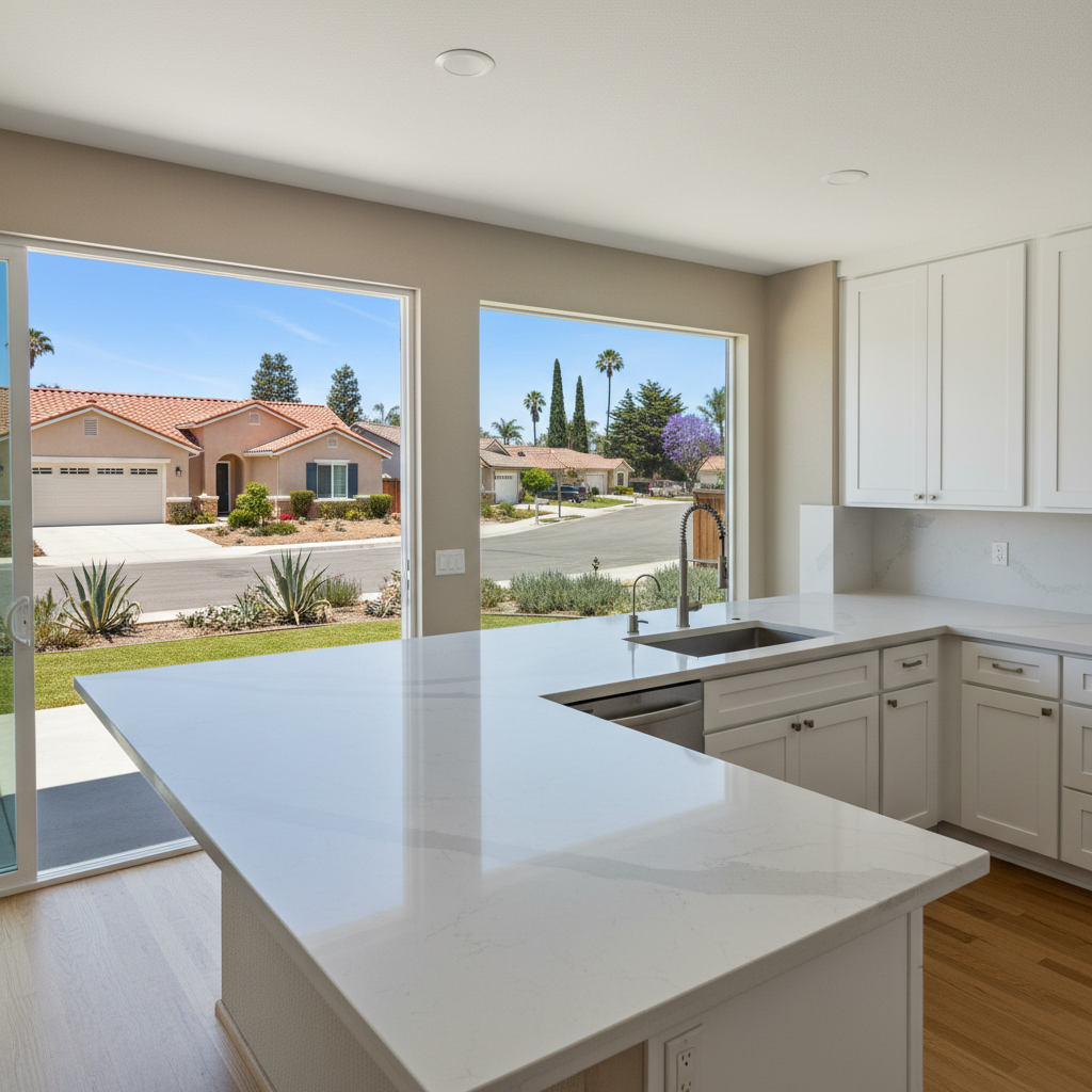 Completed countertop installation work at a residential property in Oceanside, CA