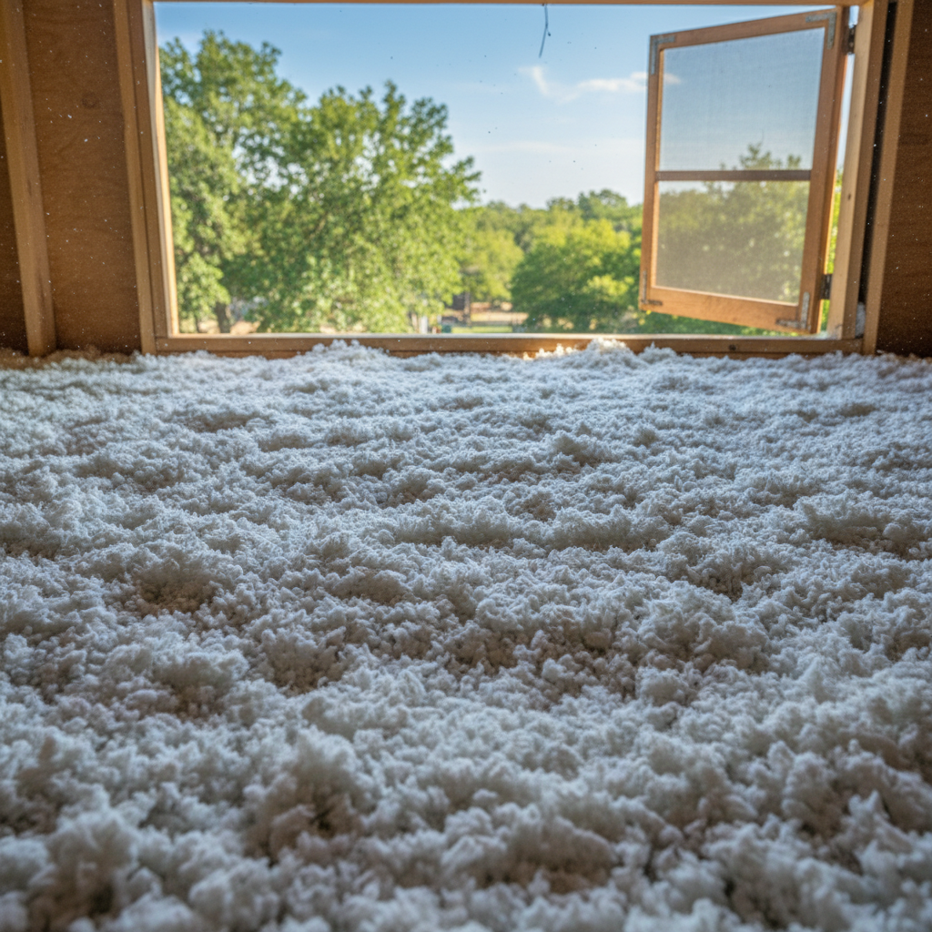 Completed attic insulation work at a residential property in Forney, TX