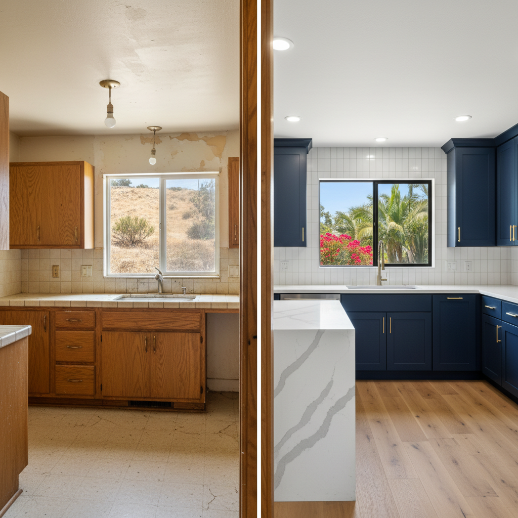 Completed kitchen remodel work at a residential property in Oceanside, CA
