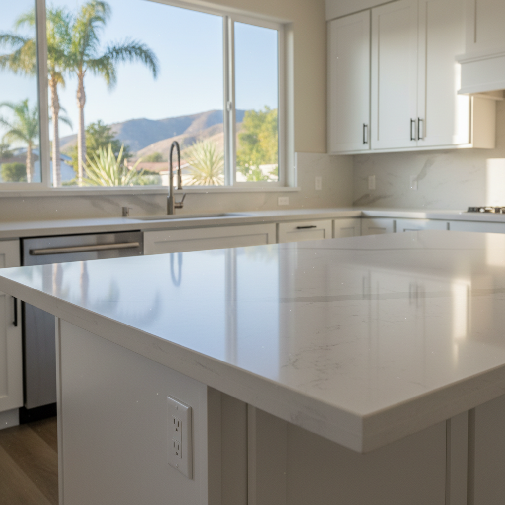 Completed kitchen island installation work at a residential property in Riverside, CA