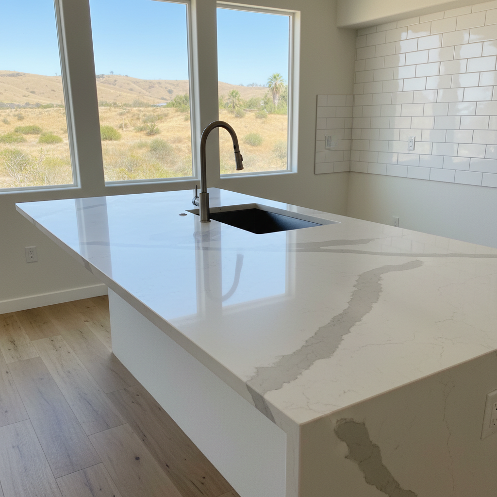Completed kitchen island installation work at a residential property in Fontana, CA