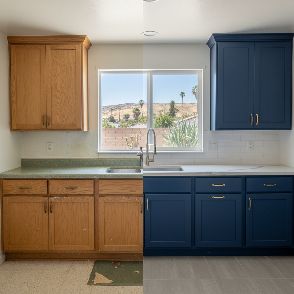 Completed cabinet installation work at a residential property in Chula Vista, CA