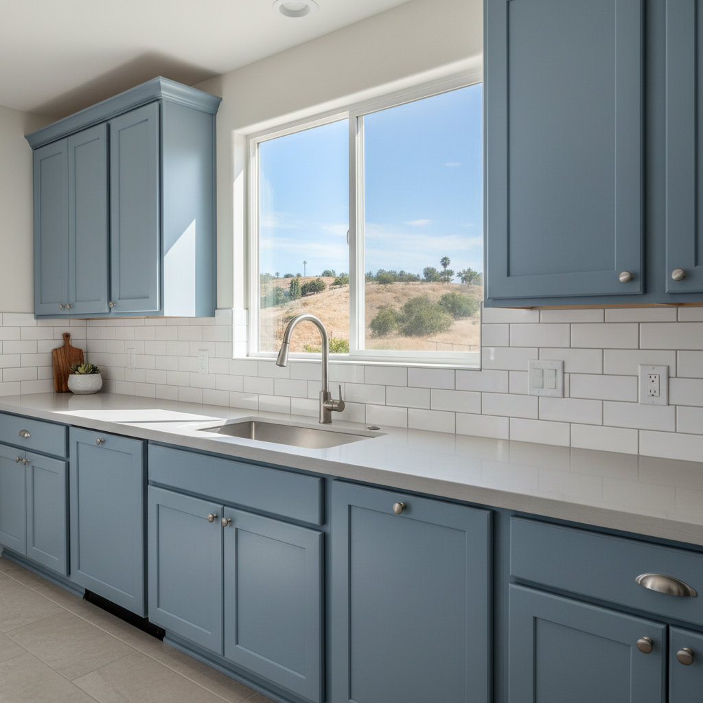 Completed backsplash installation work at a residential property in Fontana, CA