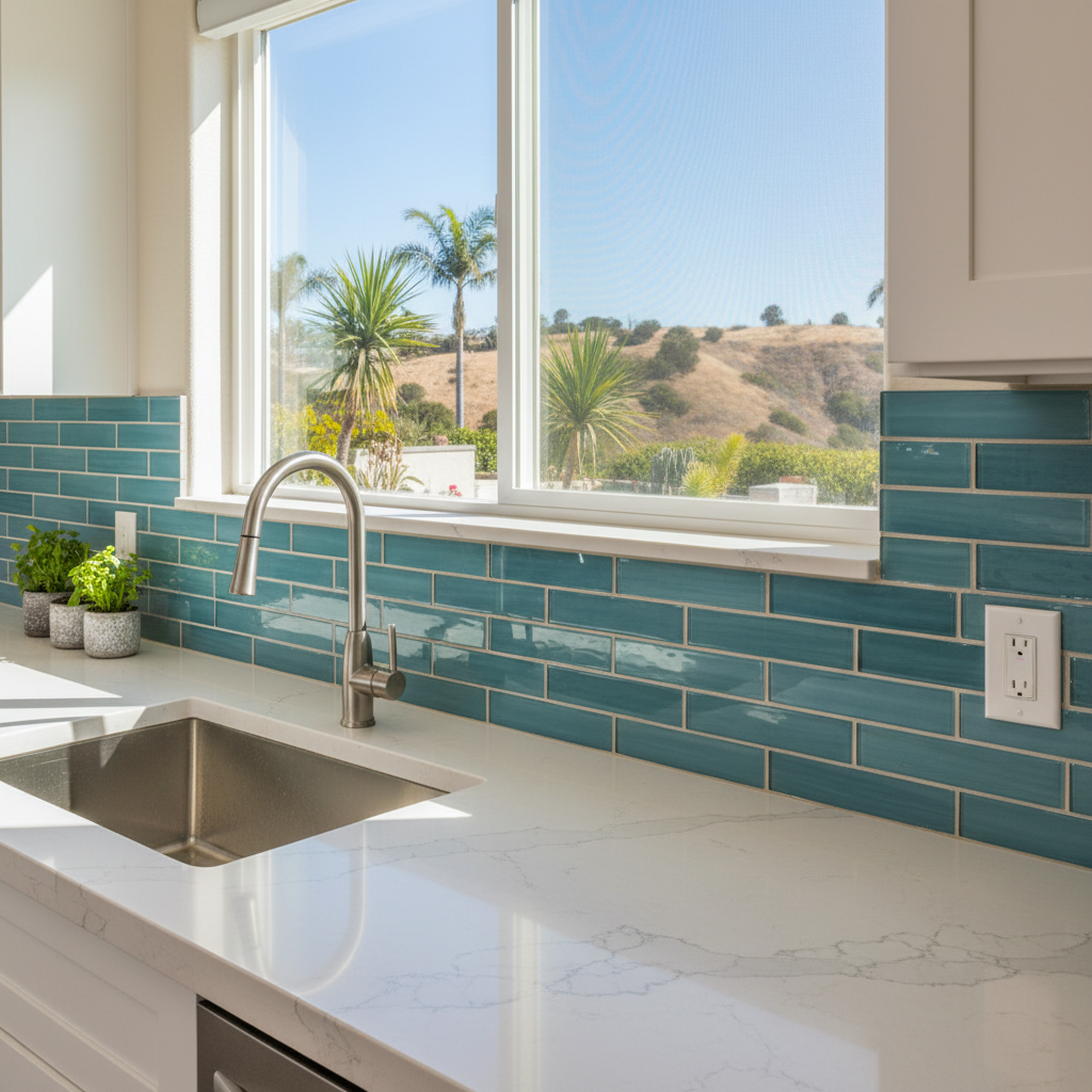 Completed backsplash installation work at a residential property in Oceanside, CA