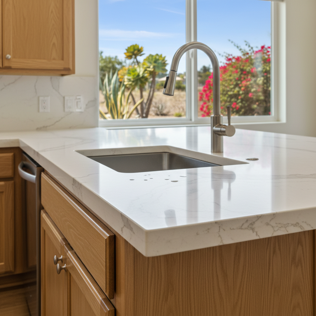 Completed countertop installation work at a residential property in Chula Vista, CA