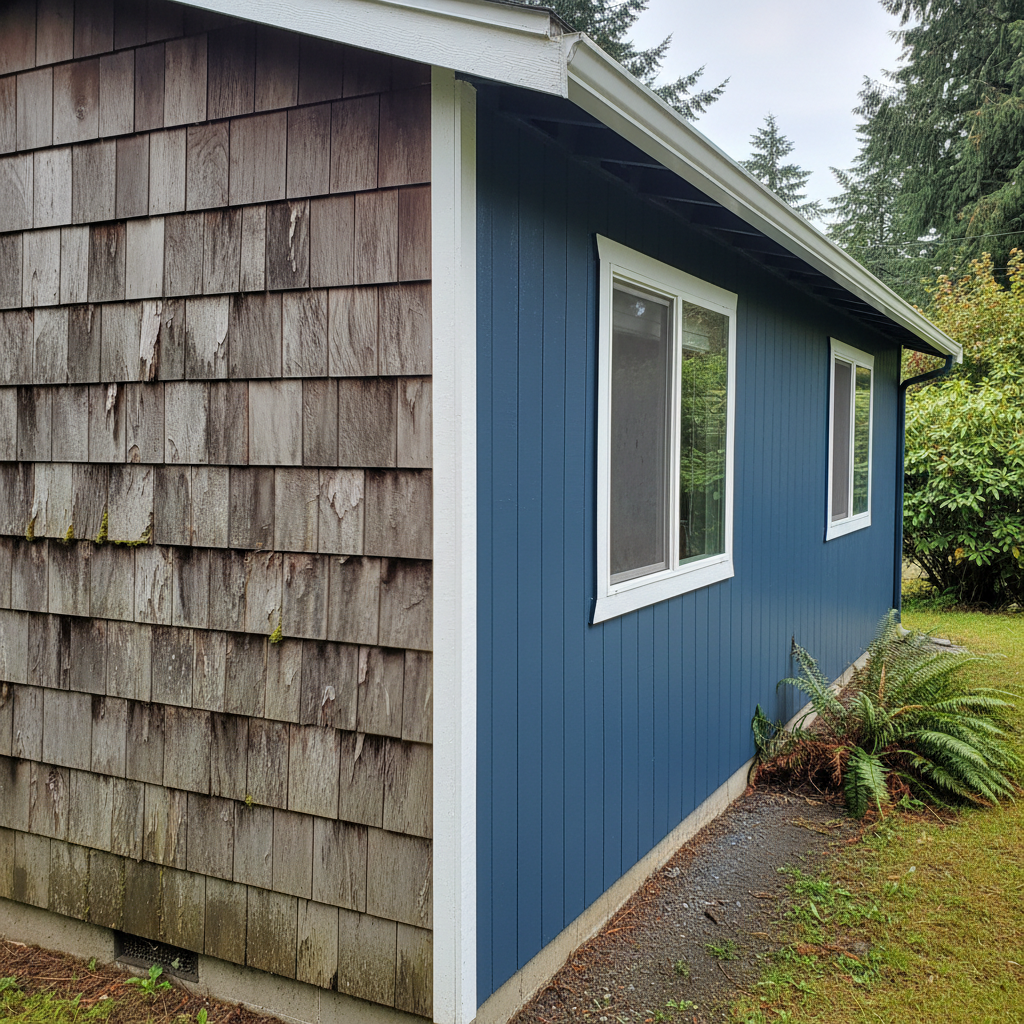 Completed exterior painting work at a residential property in Shoreline, WA