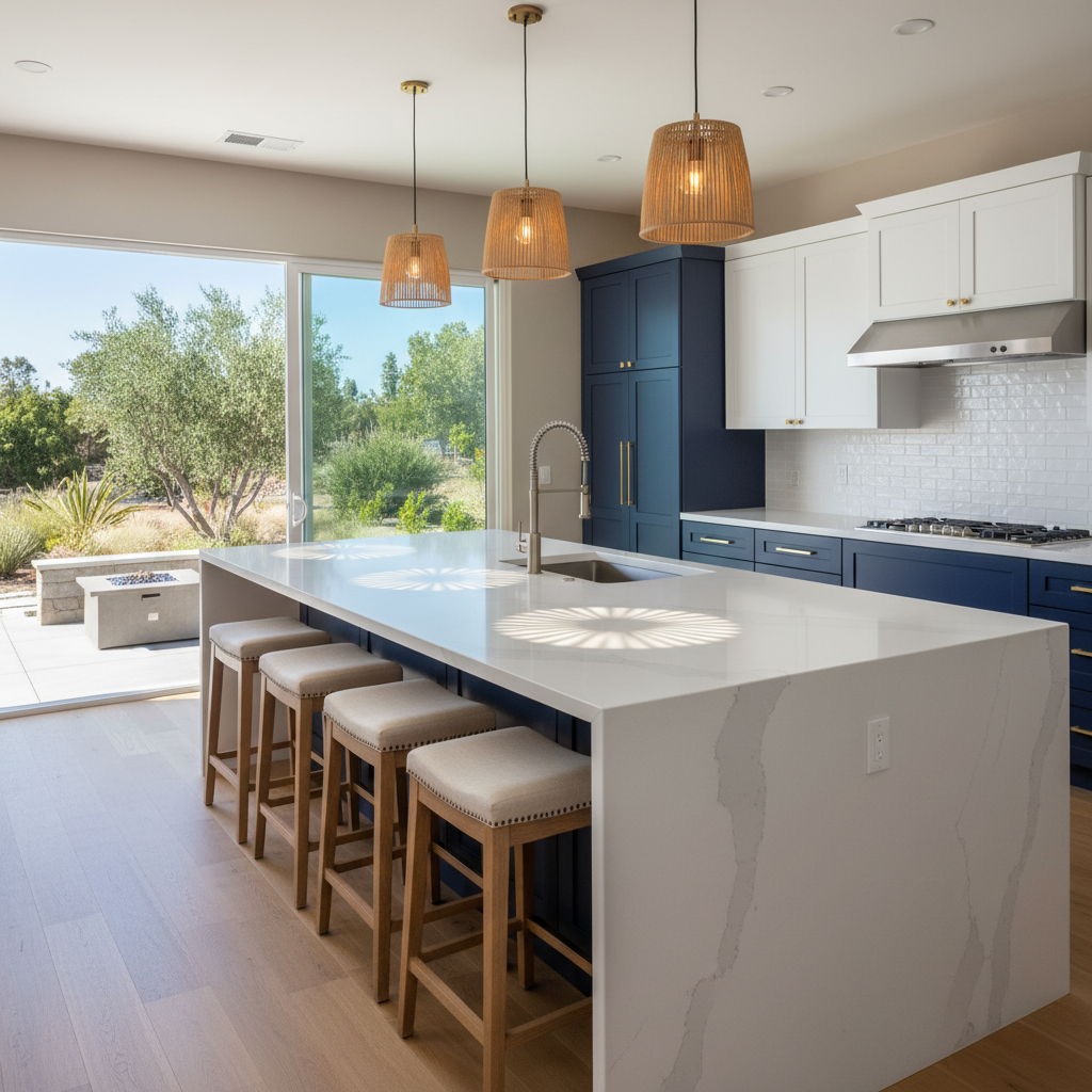 Completed kitchen island installation work at a residential property in Norwalk, CA
