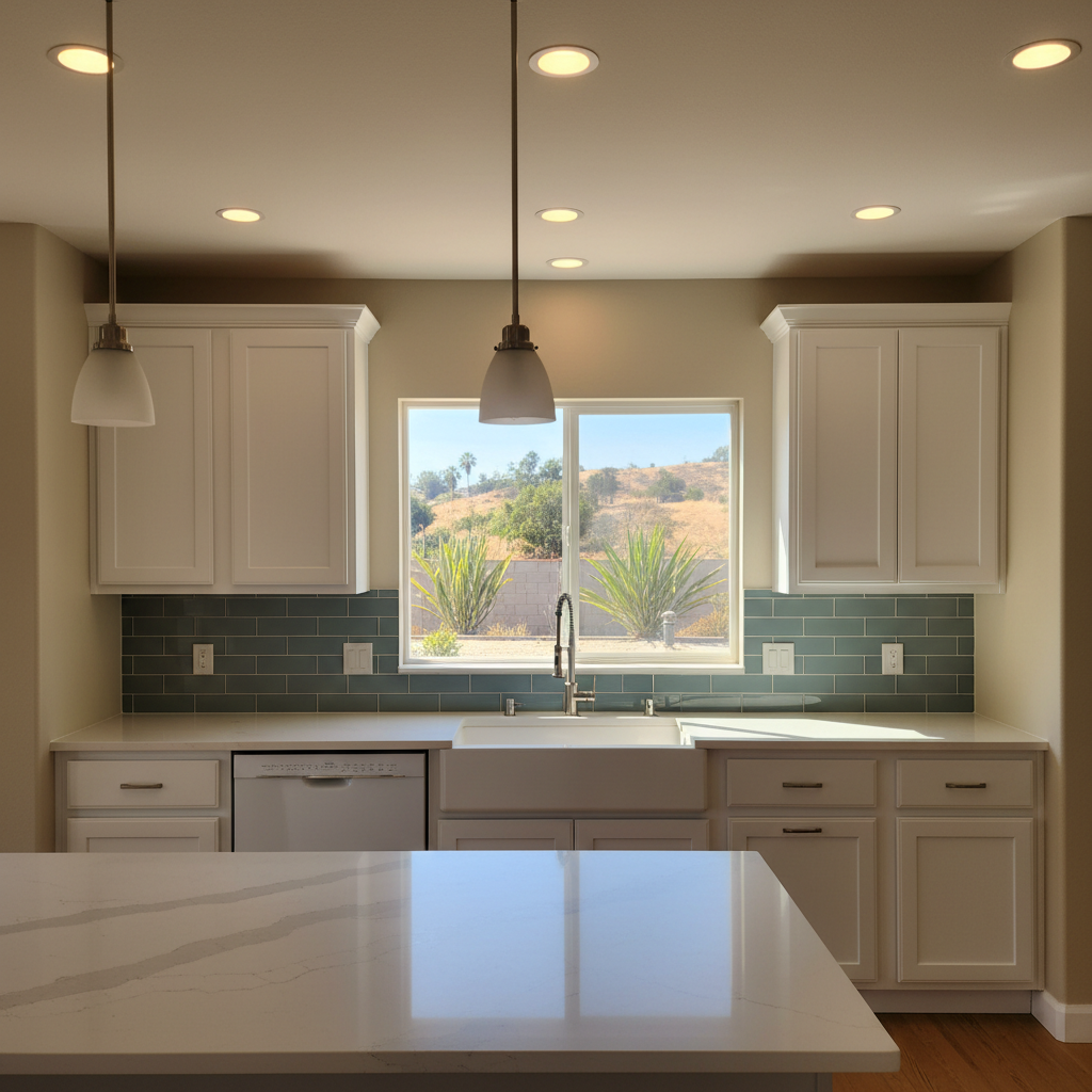 Completed kitchen lighting work at a residential property in Chula Vista, CA