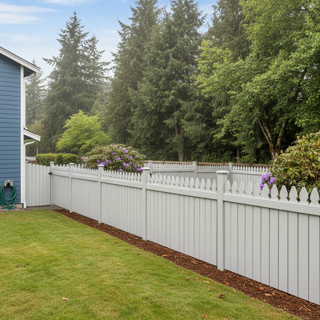 Completed fence painting work at a residential property in Burien, WA