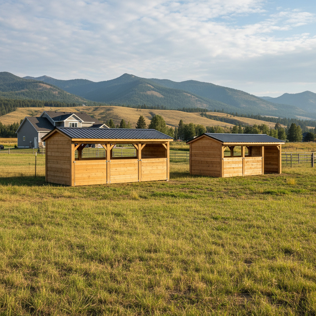 Completed livestock shelters work at a residential property in Kalispell, MT
