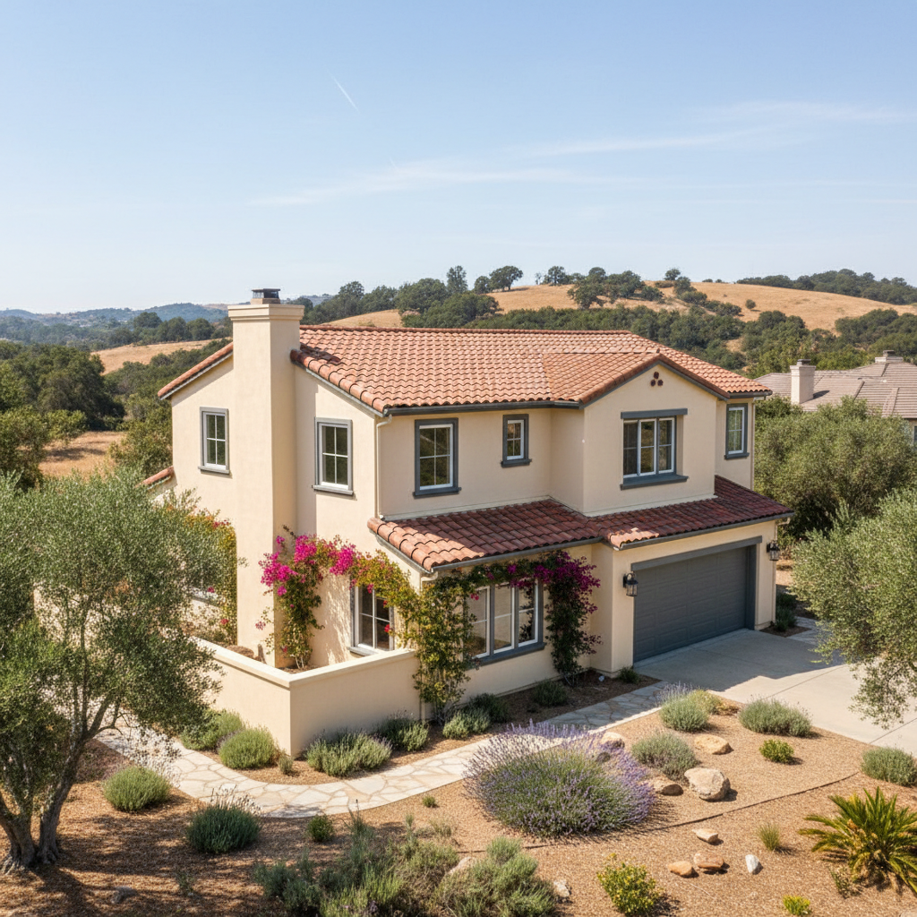 Completed stucco painting work at a residential property in Los Altos, CA