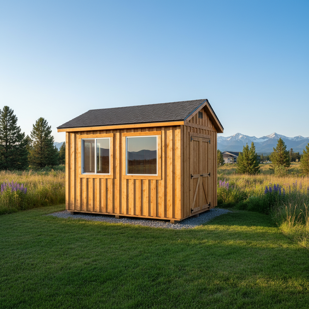 Completed storage sheds work at a residential property in Kalispell, MT