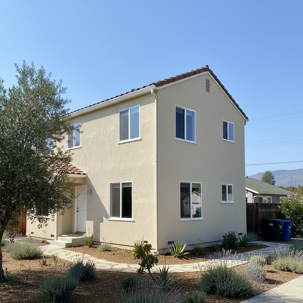 Completed residential stucco work at a residential property in Alameda, CA