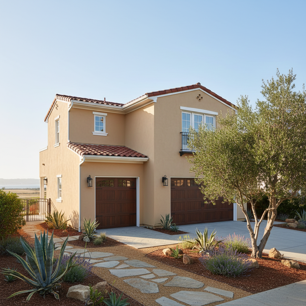 Completed stucco installation work at a residential property in Alameda, CA