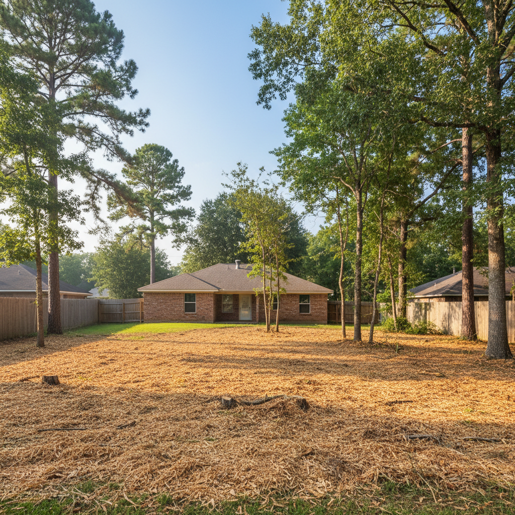 Completed lot clearing work at a residential property in Porter, TX