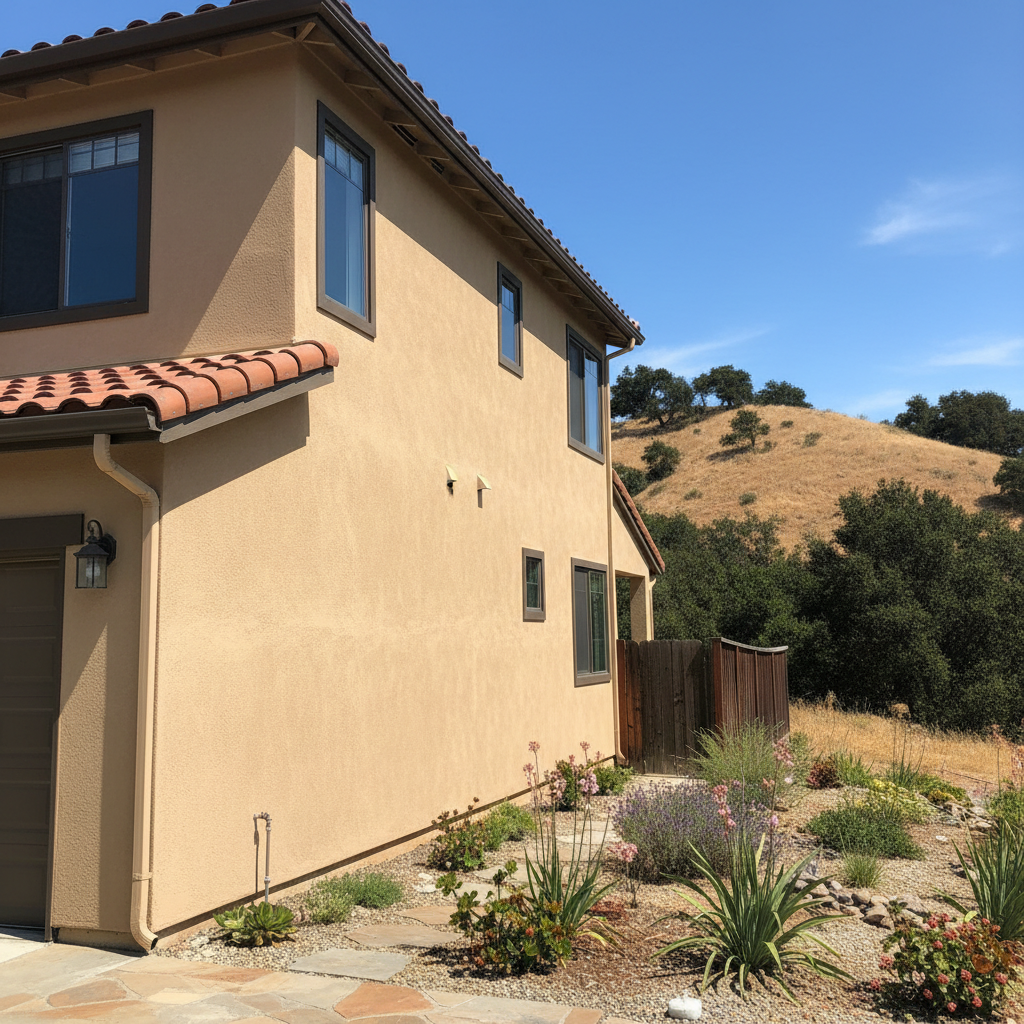 Completed stucco installation work at a residential property in San Bruno, CA
