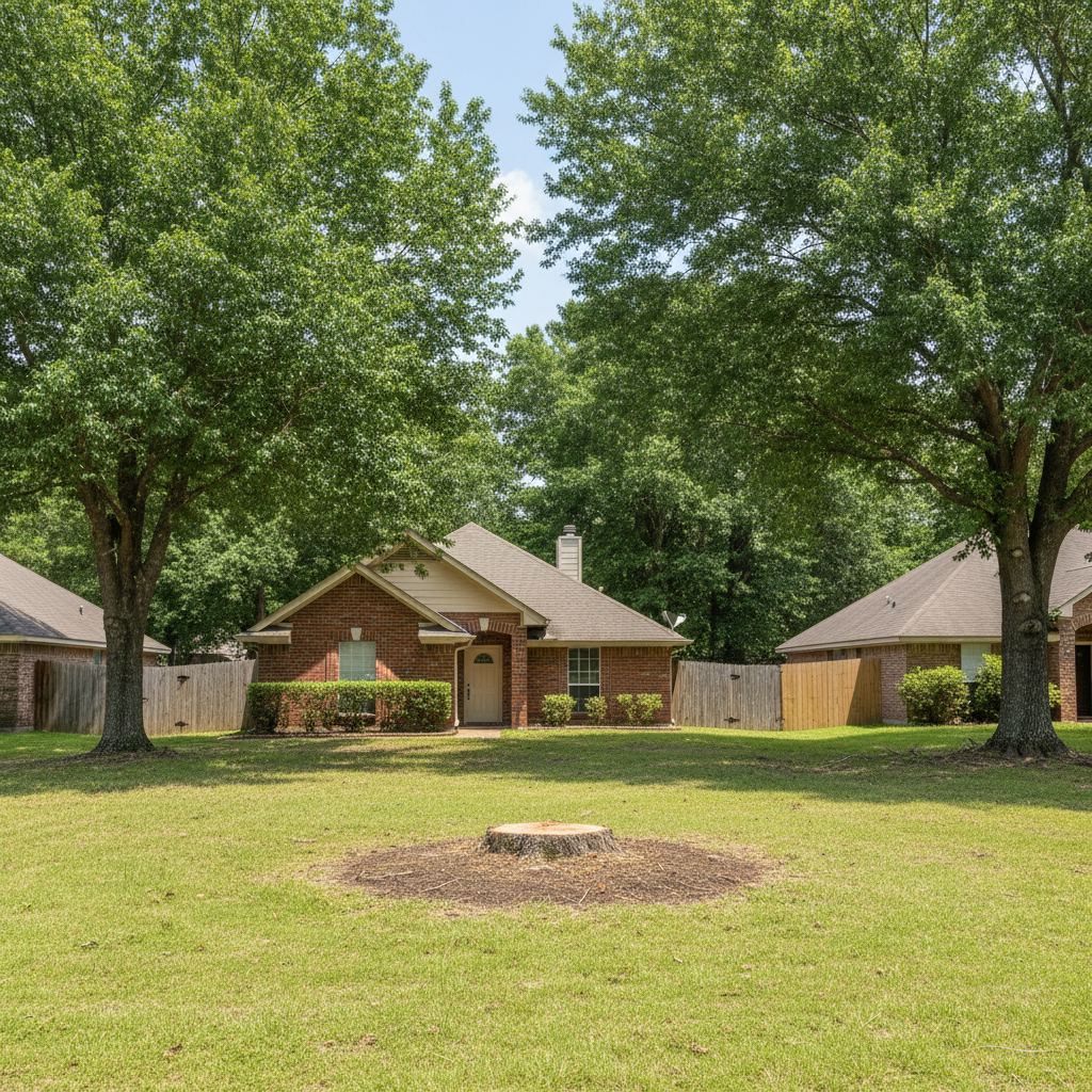 Completed emergency tree removal work at a residential property in Nederland, TX