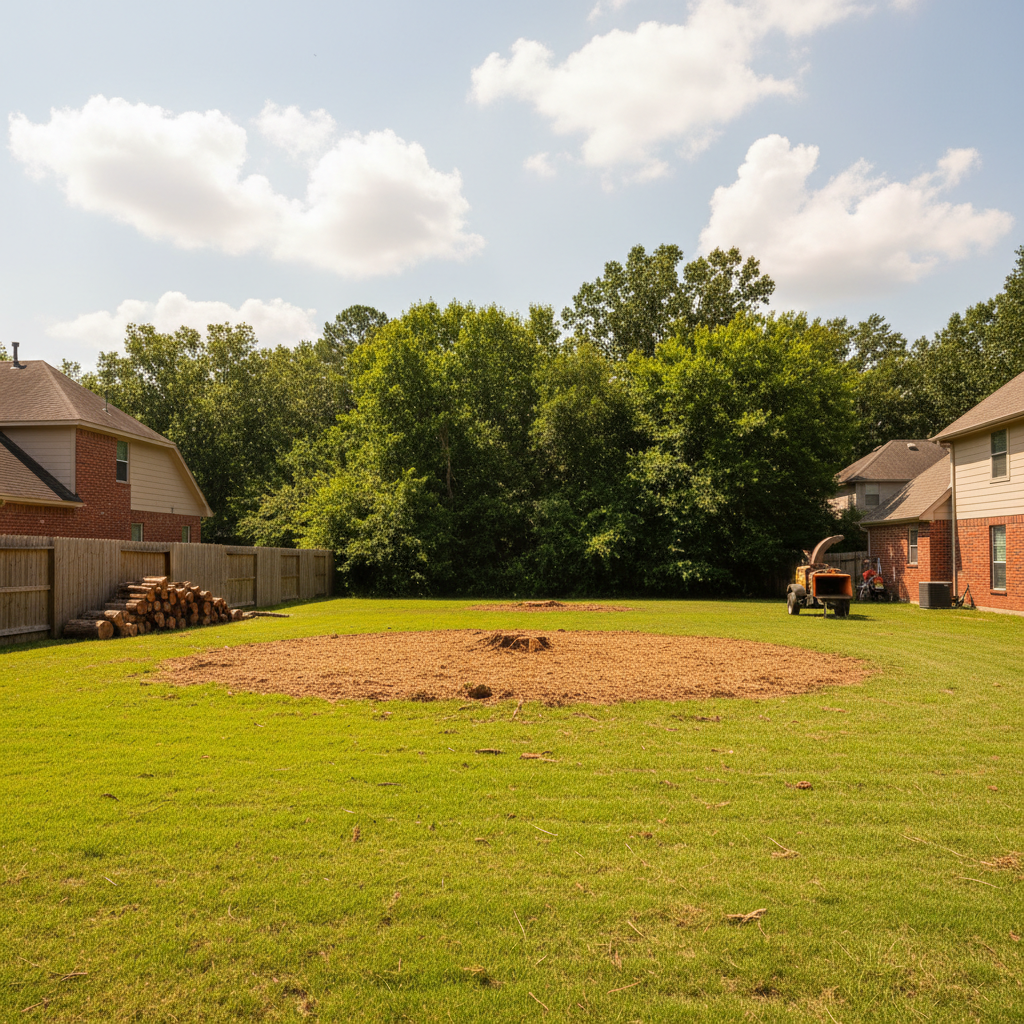 Completed tree removal work at a residential property in Porter, TX
