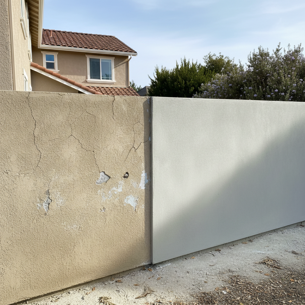 Completed stucco removal work at a residential property in San Bruno, CA