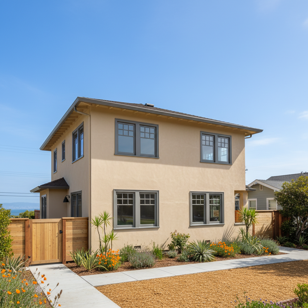 Completed stucco replacement work at a residential property in Alameda, CA
