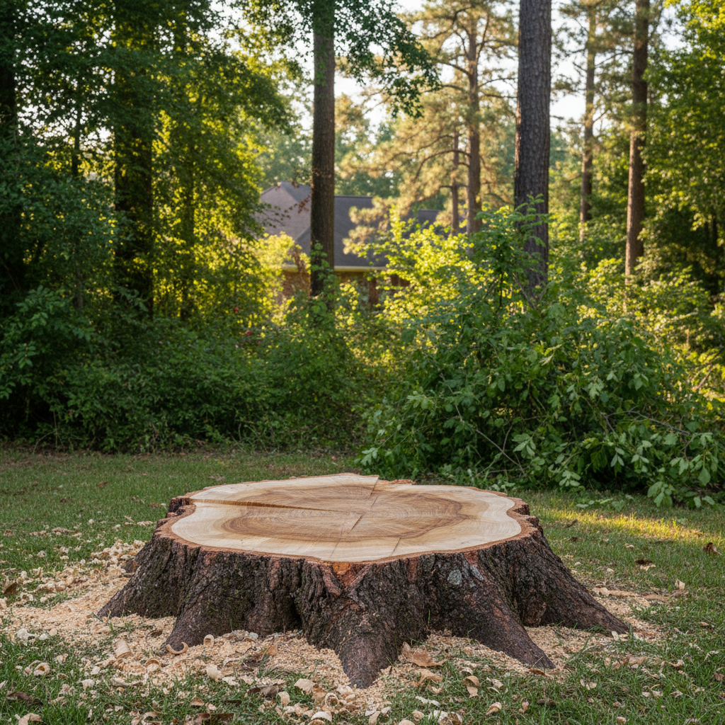 Completed tree removal work at a residential property in Nederland, TX