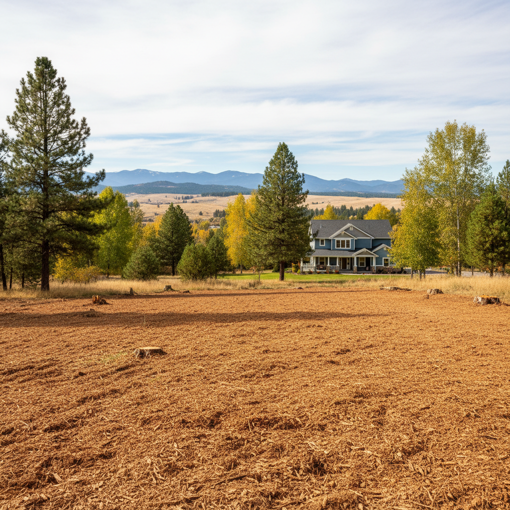 Completed land clearing work at a residential property in Ellensburg, WA