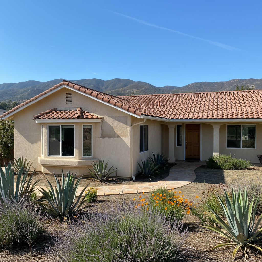 Completed stucco repair work at a residential property in Arcadia, CA
