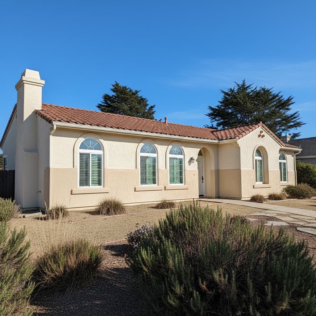 Completed stucco repair work at a residential property in Marina, CA