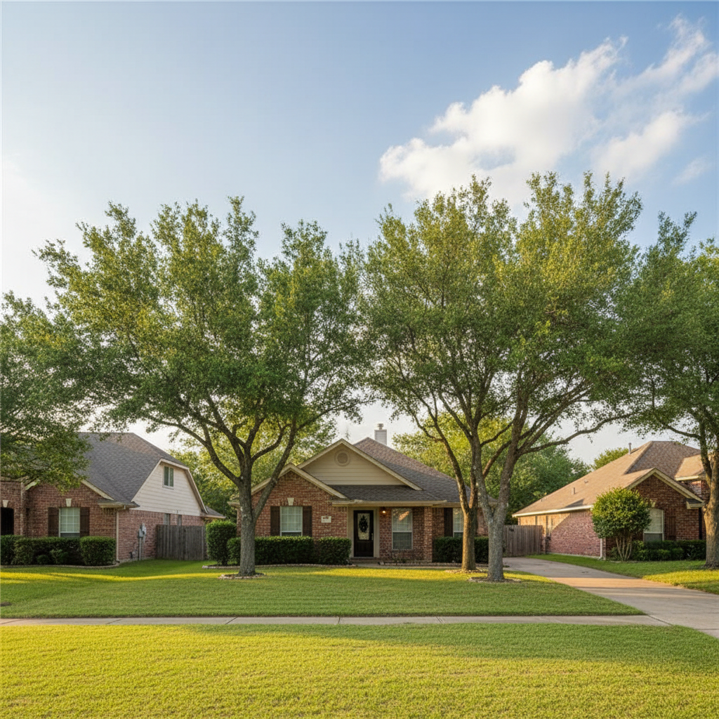 Completed tree pruning work at a residential property in Porter, TX