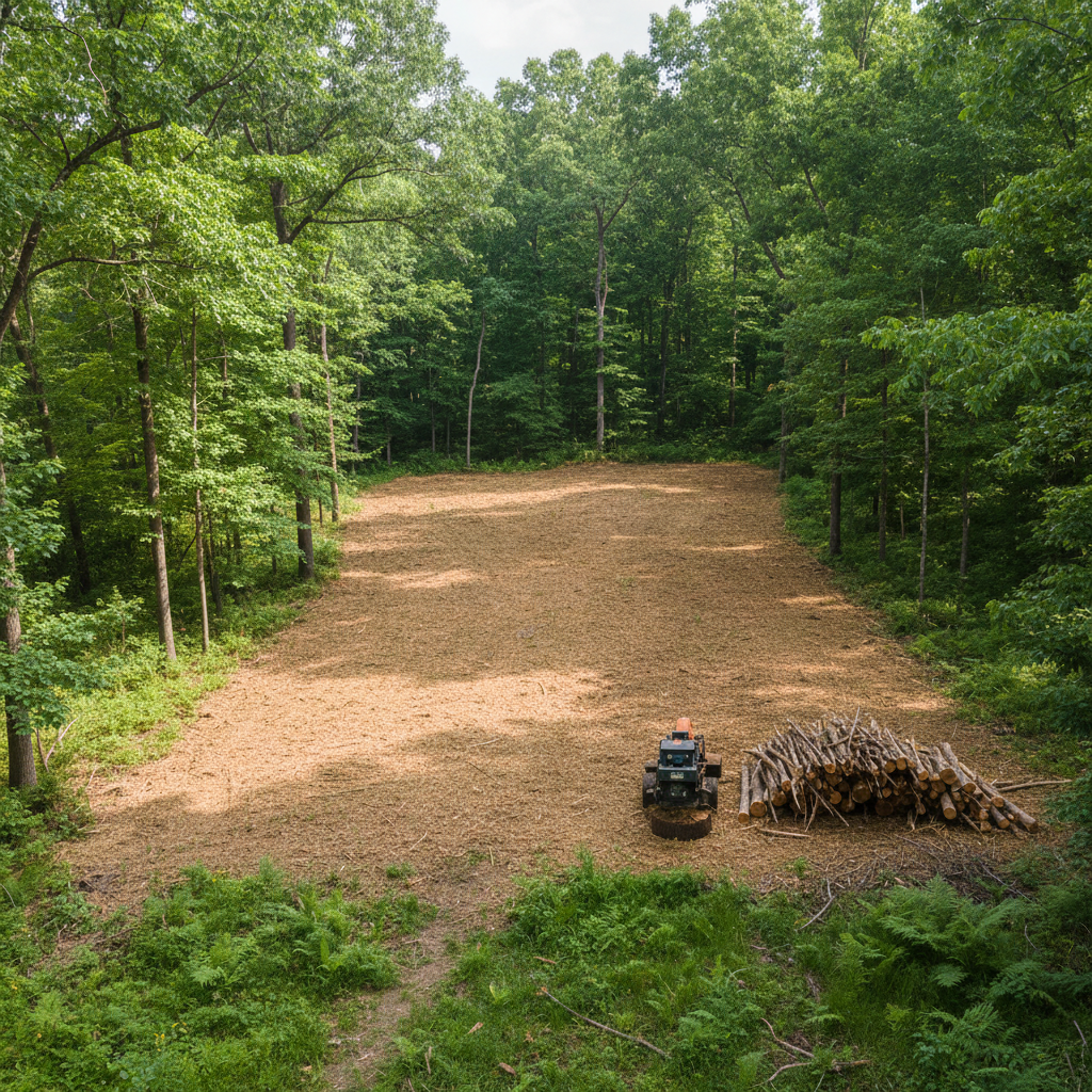 Completed lot clearing work at a residential property in Orange, TX