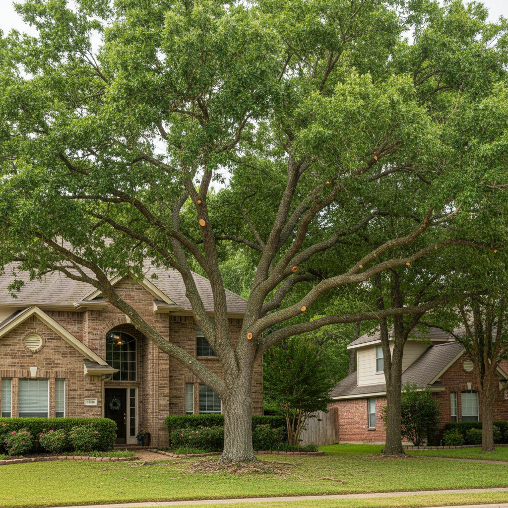 Completed tree trimming work at a residential property in Porter, TX