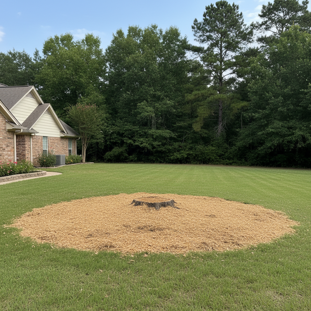 Completed stump grinding & removal work at a residential property in Porter, TX