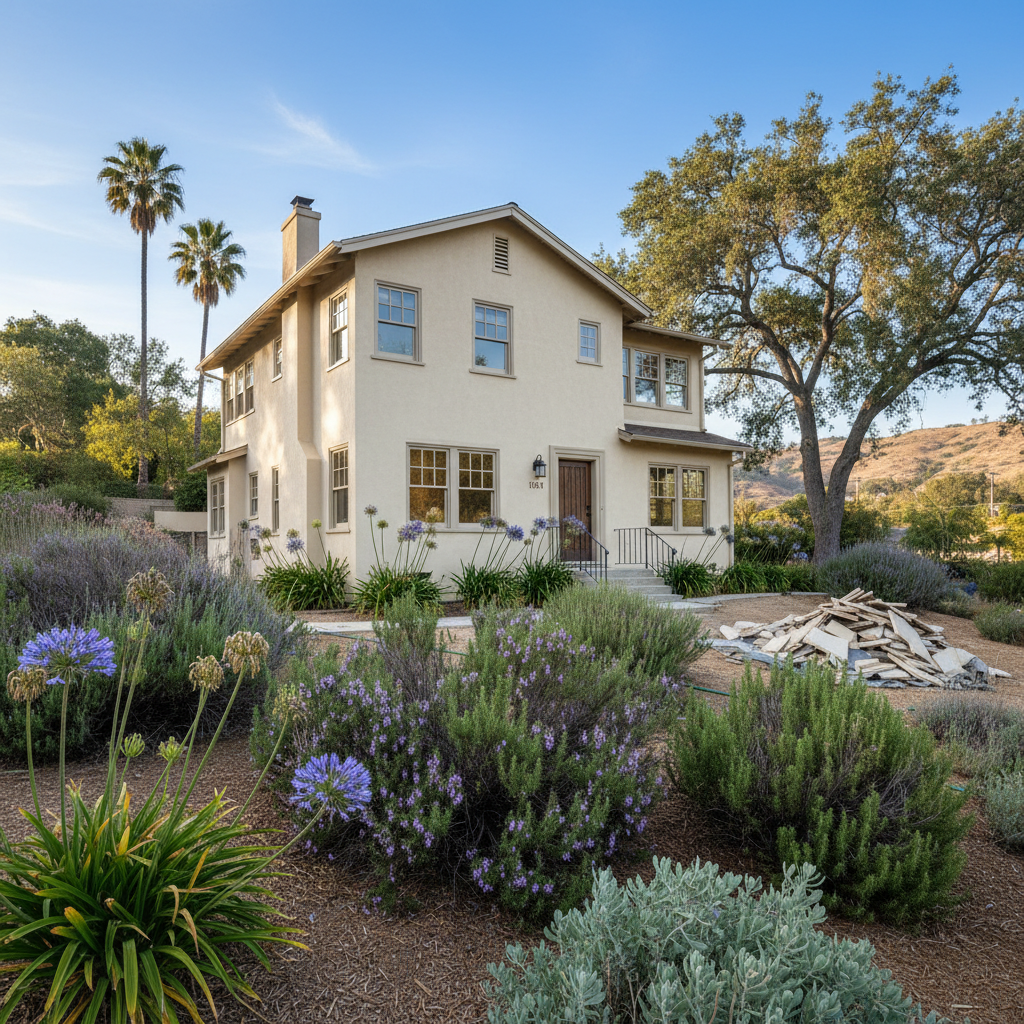 Completed stucco removal work at a residential property in Pasadena, CA