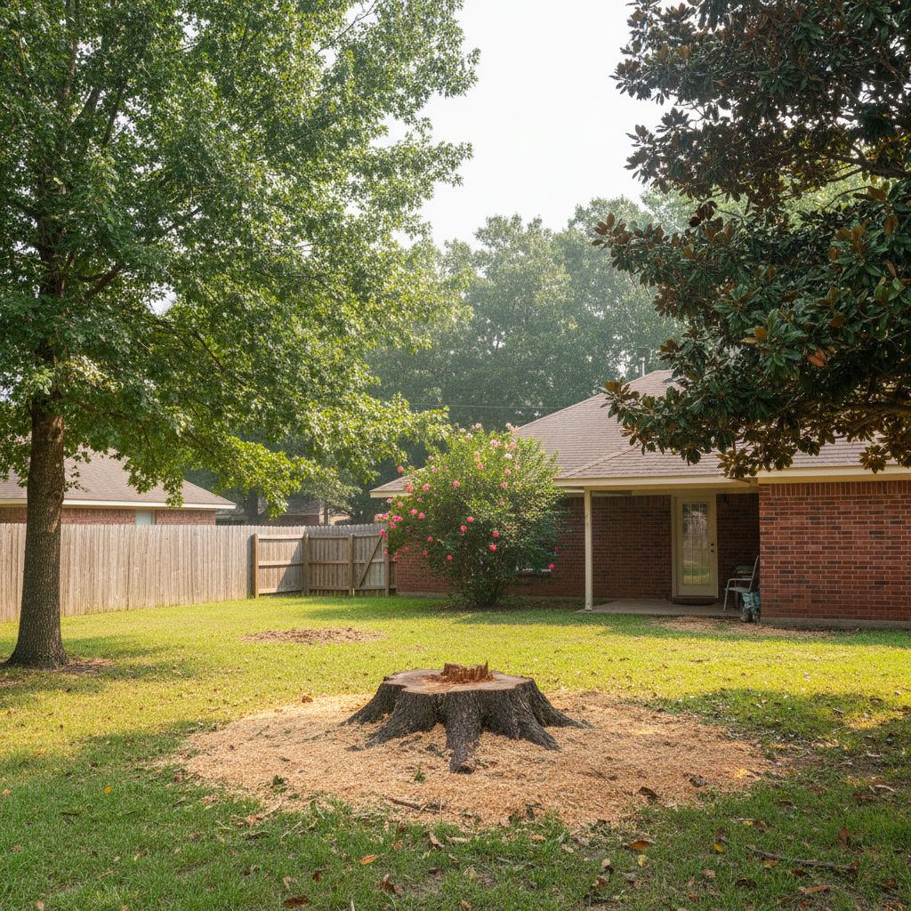 Completed emergency tree removal work at a residential property in Nederland, TX