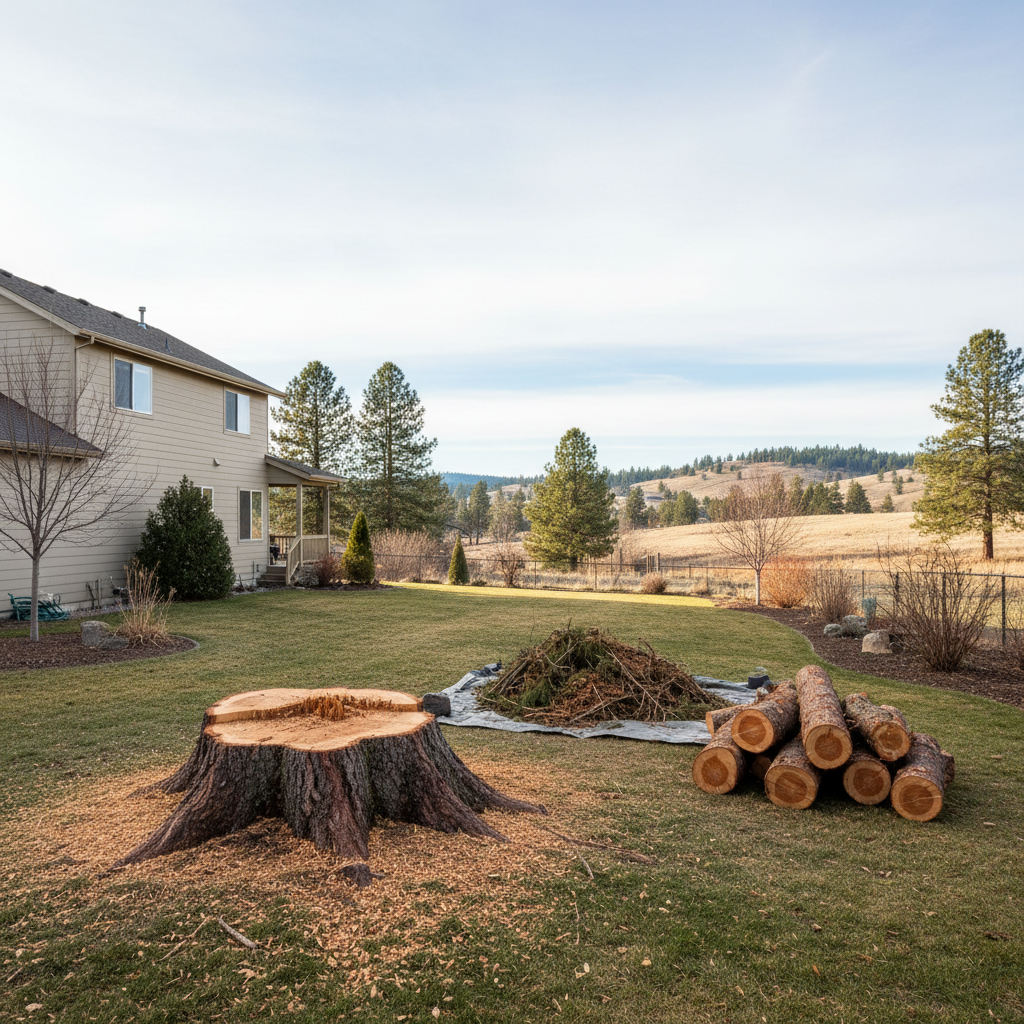Completed emergency tree removal work at a residential property in Ellensburg, WA