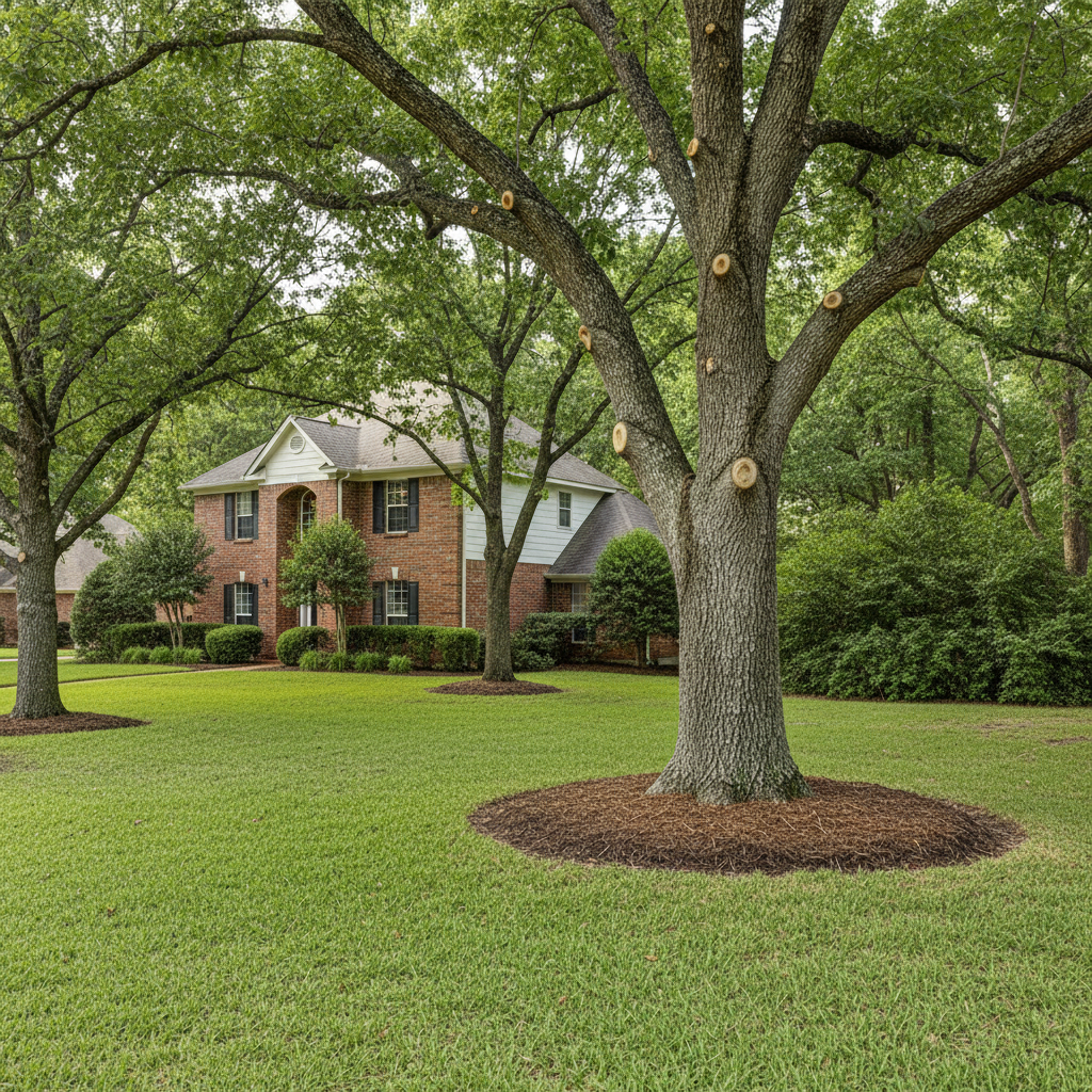Completed tree pruning work at a residential property in Porter, TX
