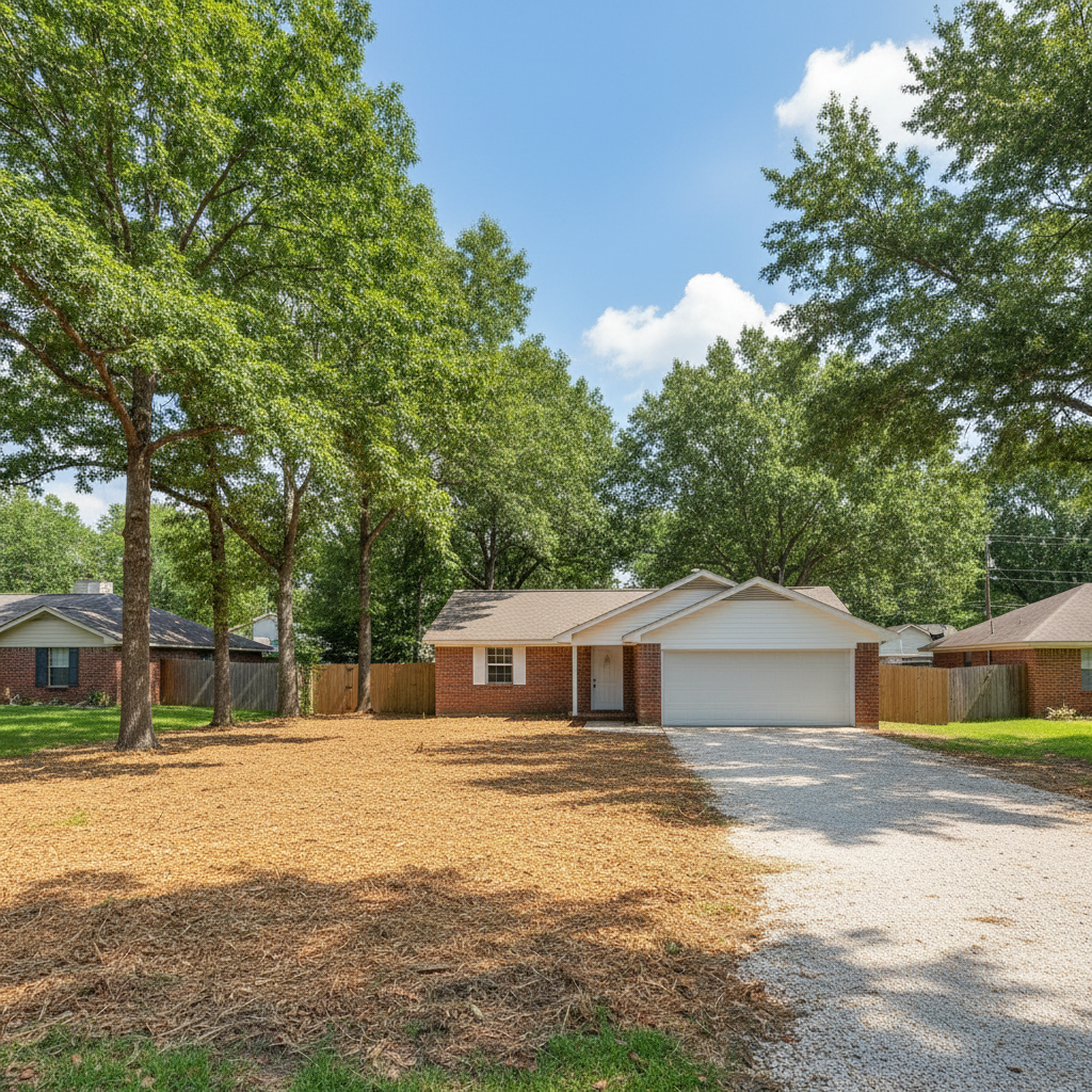 Completed land clearing work at a residential property in Nederland, TX