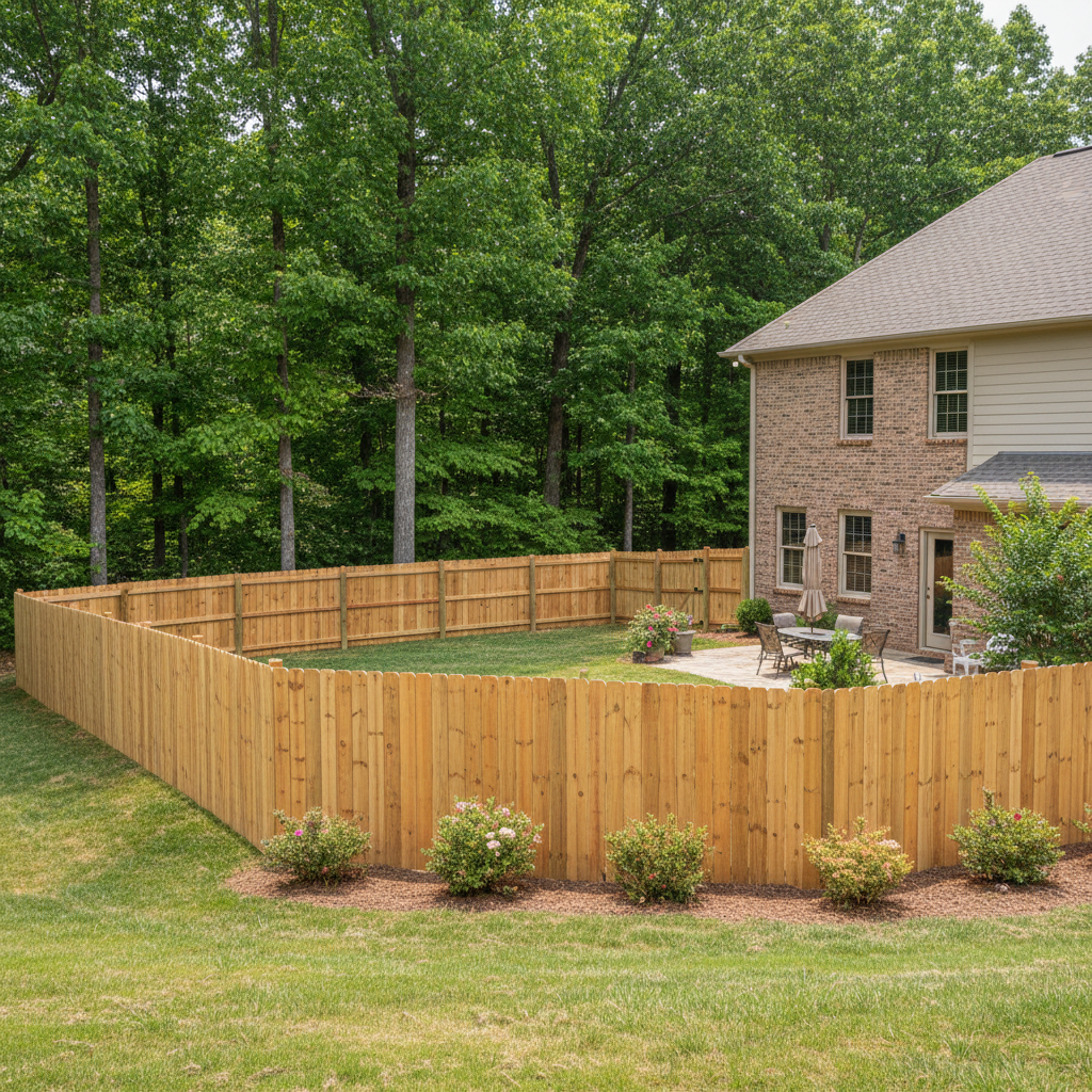Completed privacy fence installation work at a residential property in Loudon, TN